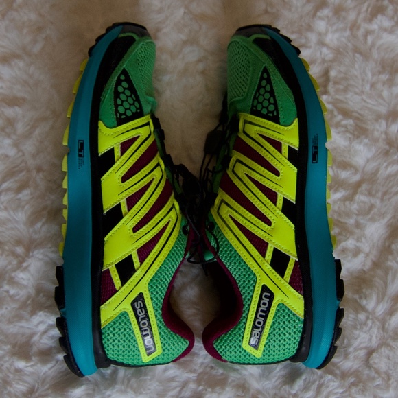 Salomon sneakers X-Scream city trail road/trail running green/yellow/plum - 7 - Picture 7 of 10